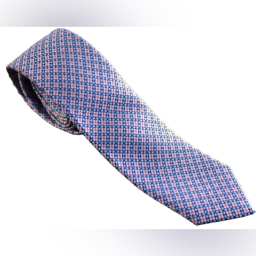 The Tie Bar silk pink & blue tie